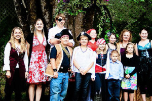 Current and Former Daycare Children with Irvina in Pirate Costume